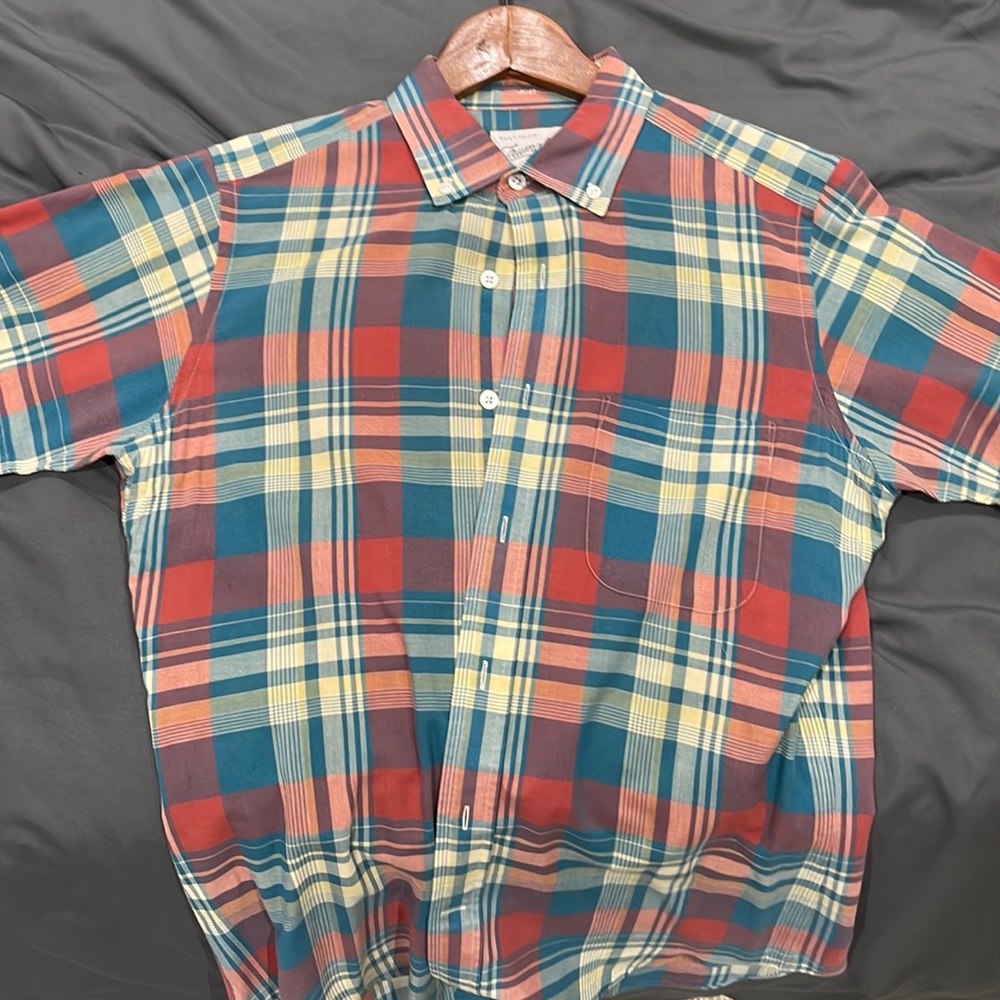 Short sleeved blue and red checked shirt from Trumaker.